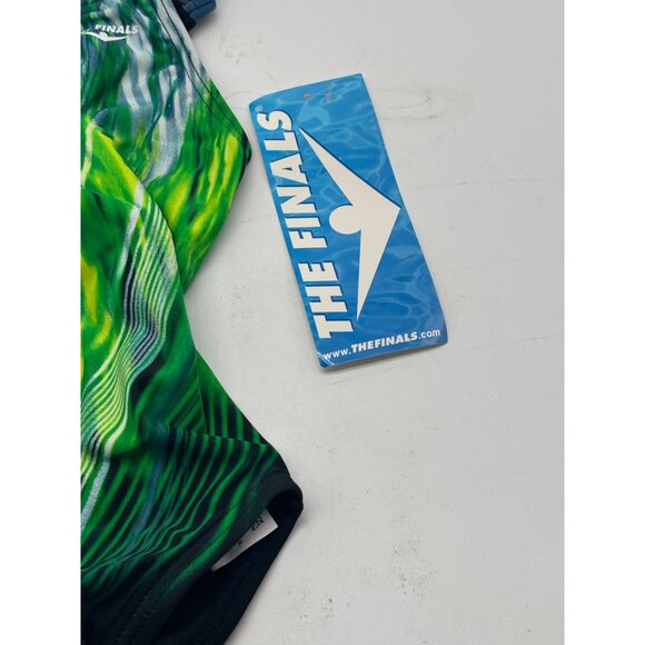 The Finals Girl’s Pipeline Super V-Back Swimsuit, Green/Black, Sz. 20 - Picture 5 of 10